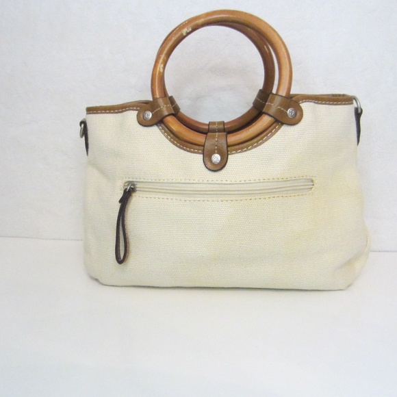 Relic Brand Woven Patchwork Floral Bamboo Handled Summer Handbag Snap Closure - Picture 11 of 13